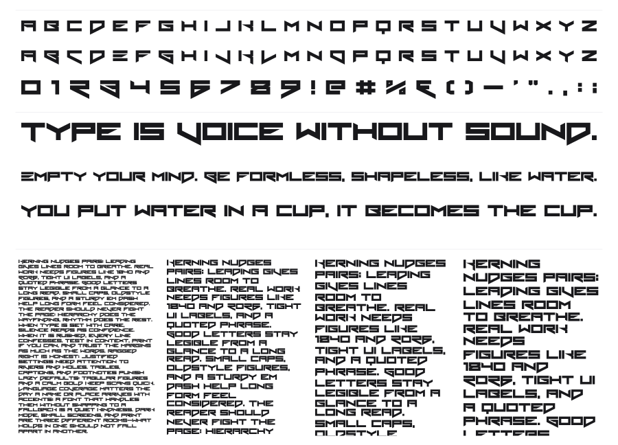 Xero's Theorem specimen sheet