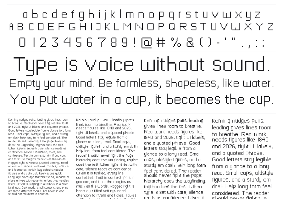 Mushroomfont specimen sheet