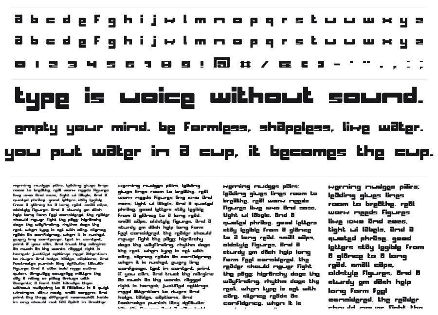 Space Chik specimen sheet