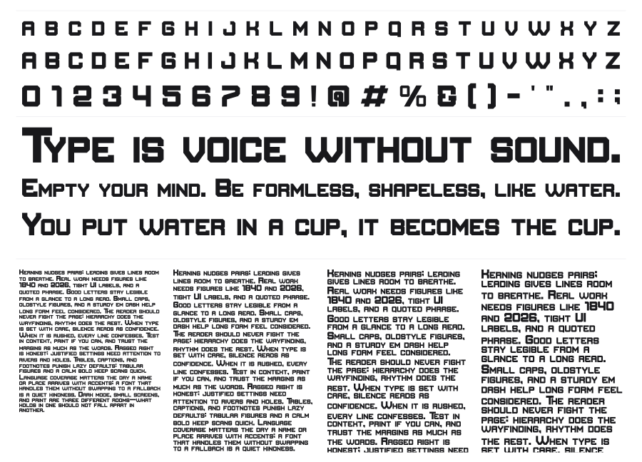 Esportiva specimen sheet