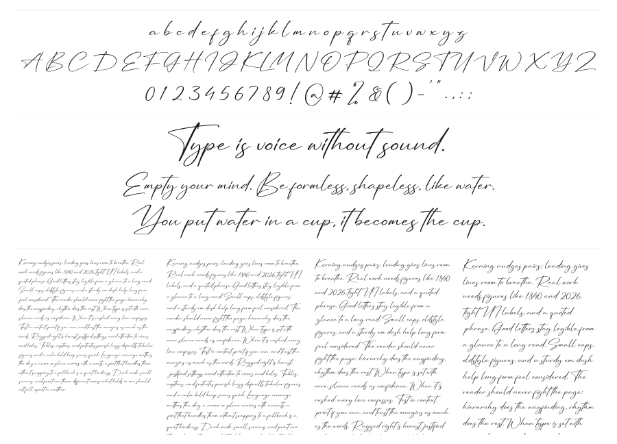 Arolse Belmonteria Script specimen sheet