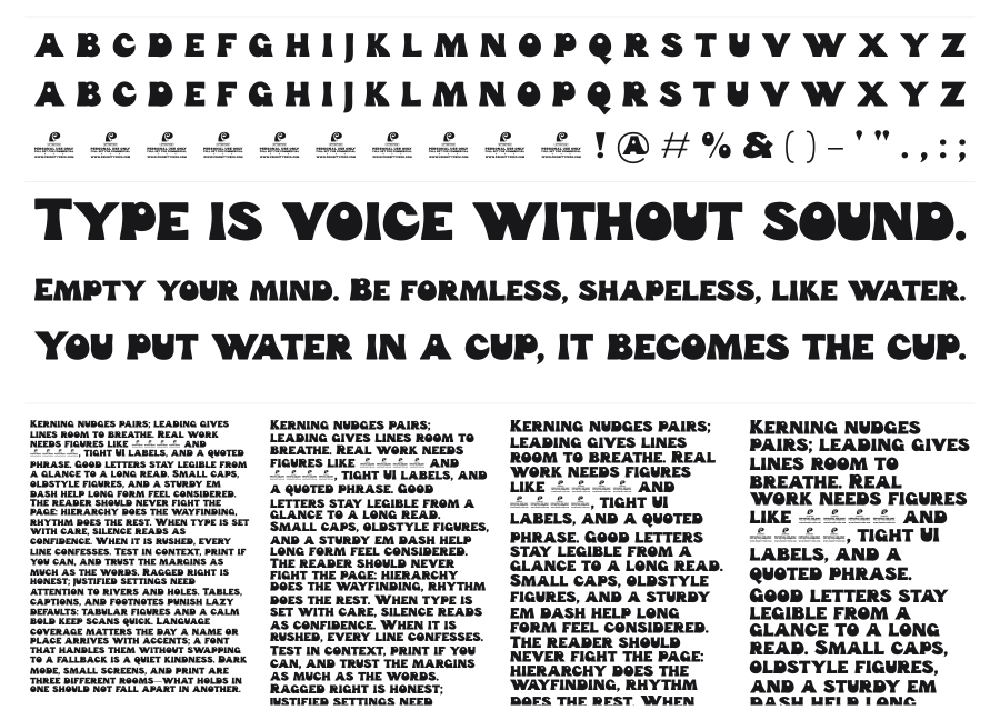 Funk Gibson specimen sheet