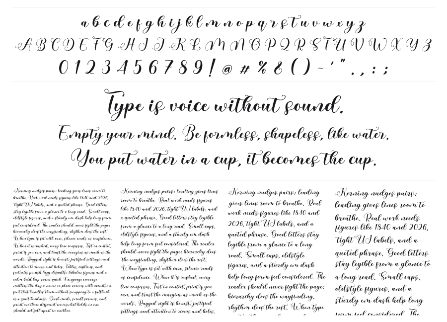 Baley specimen sheet