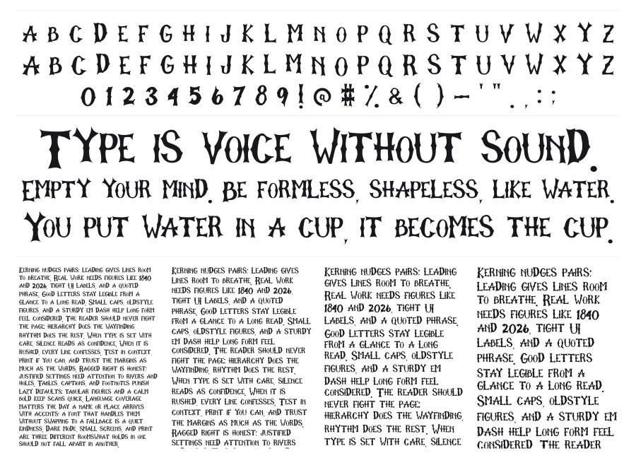 The Graveyard specimen sheet