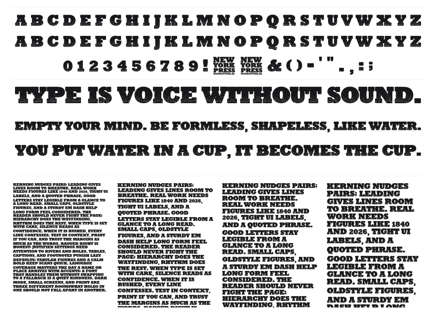 New York Press specimen sheet