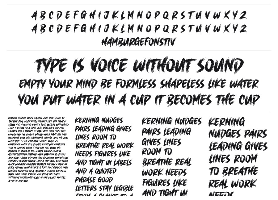 Brush King specimen sheet