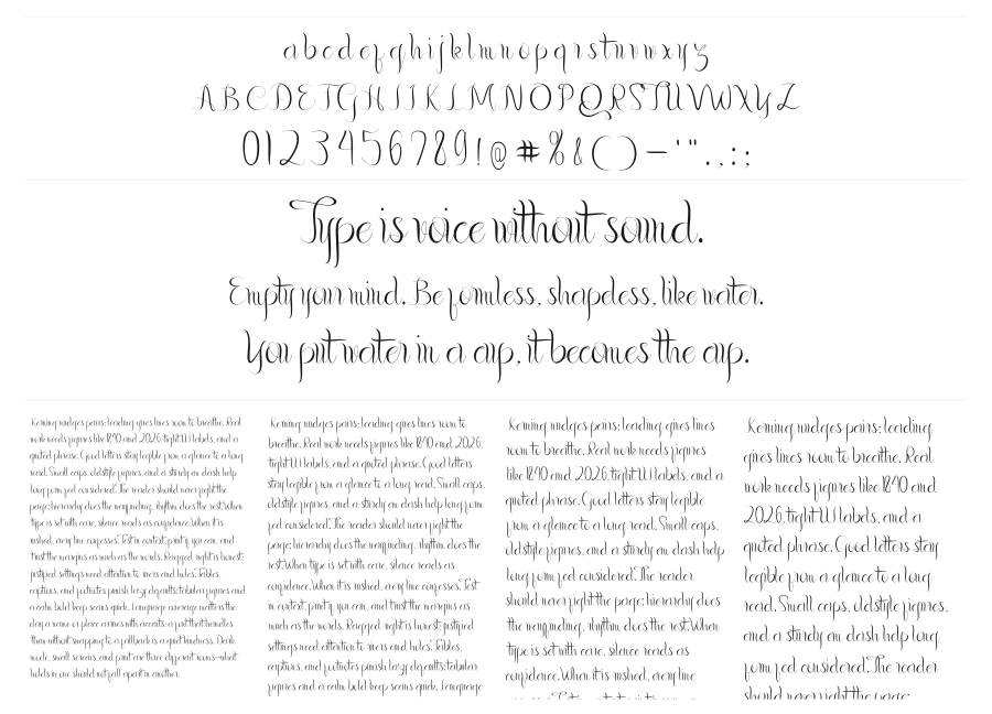 Gerhana specimen sheet