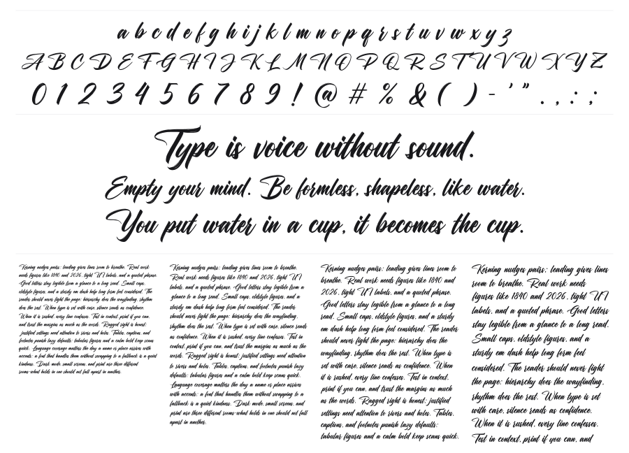Escape the Ordinary specimen sheet