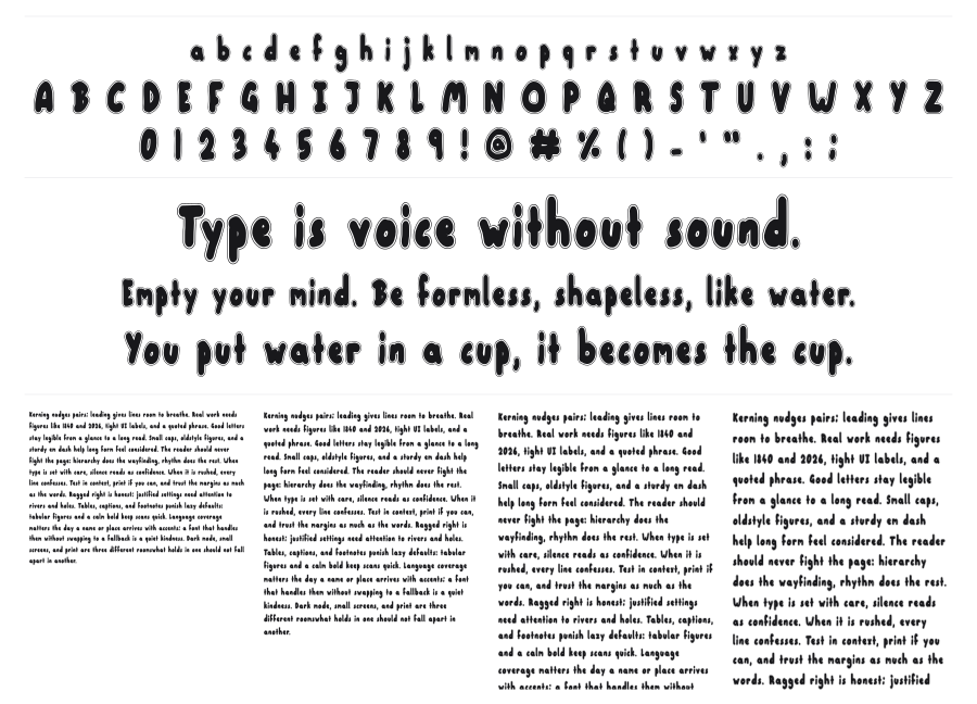 You And Me specimen sheet