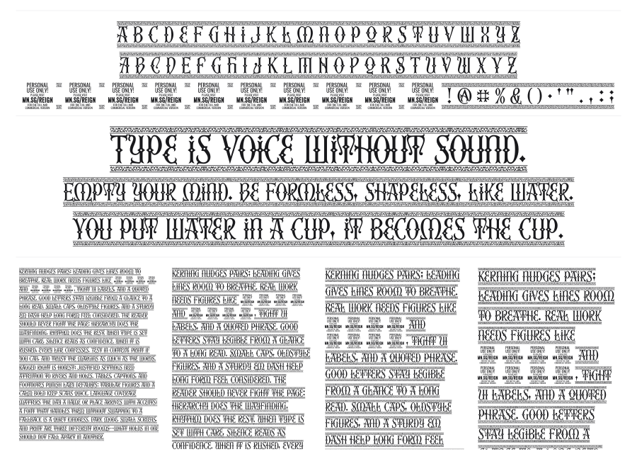 Second Reign specimen sheet