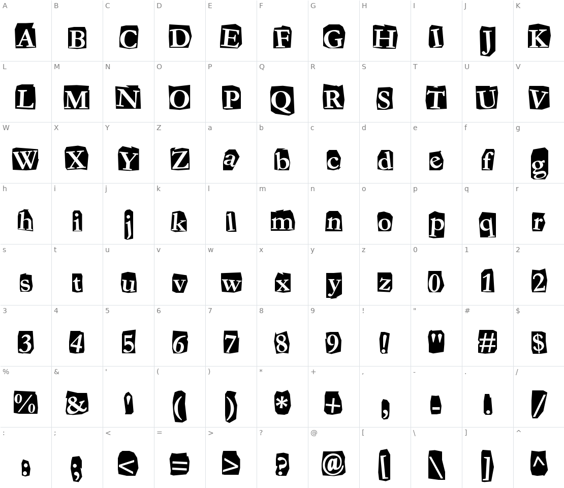 Character set for Fanzine