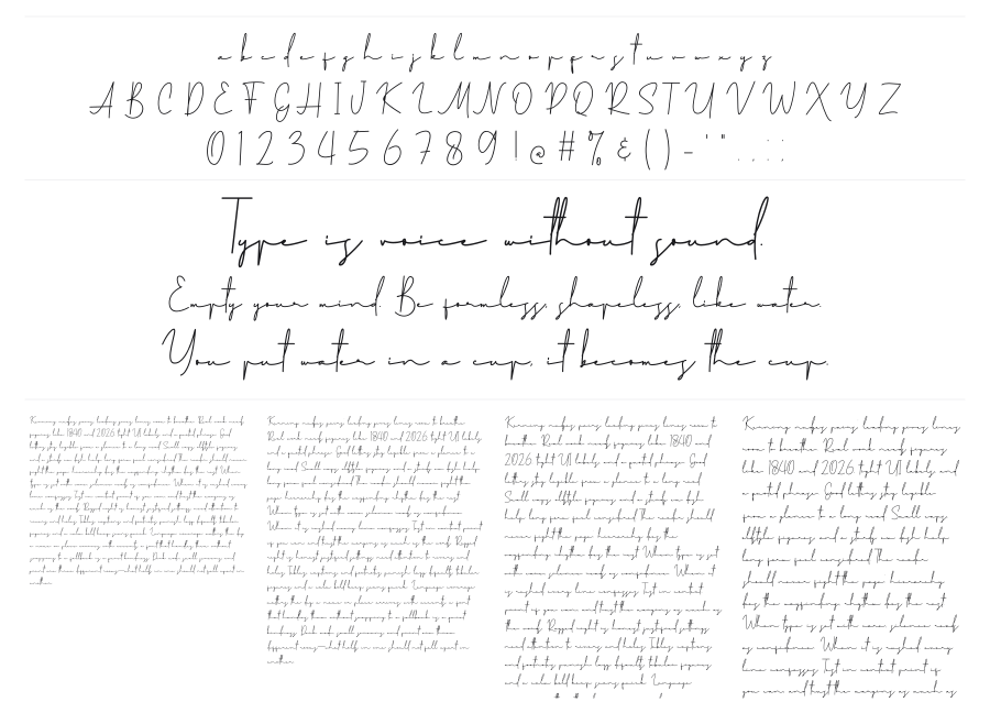 Mitchell Signature specimen sheet