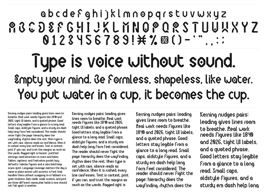 Sabada specimen sheet