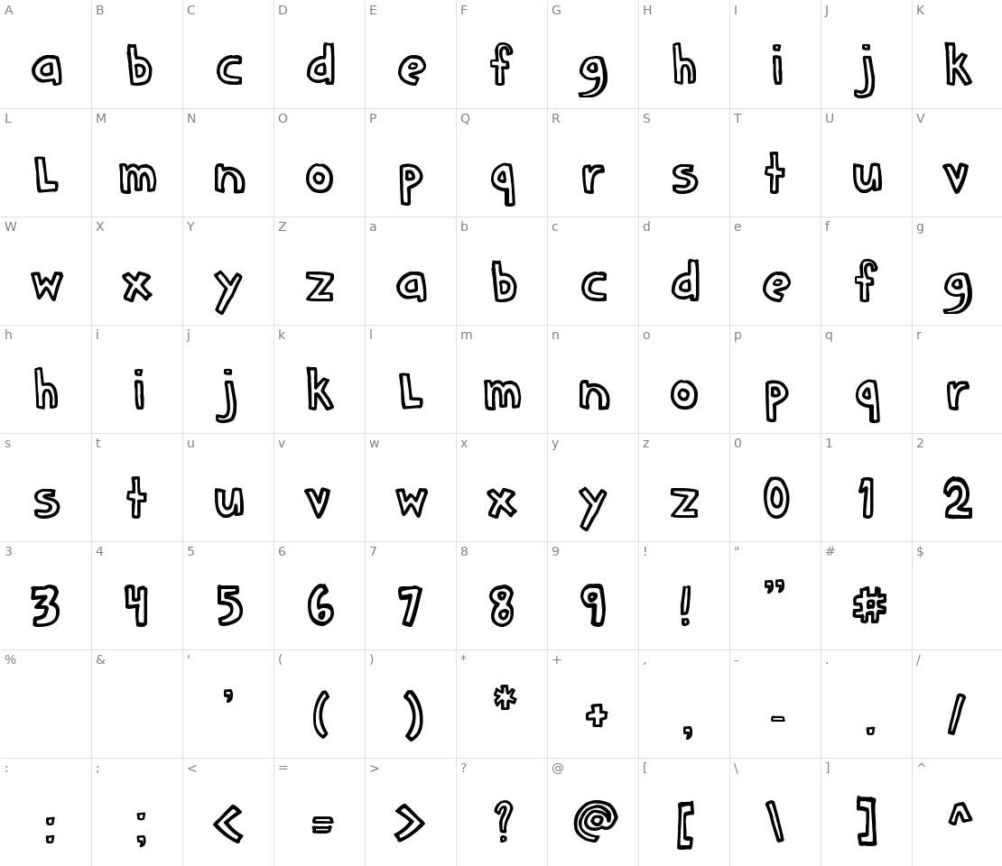 Character set for Denne schooLgirL