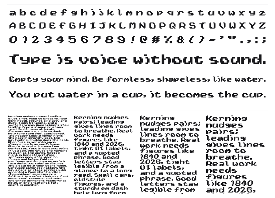 Wayfarer's Toy Box specimen sheet