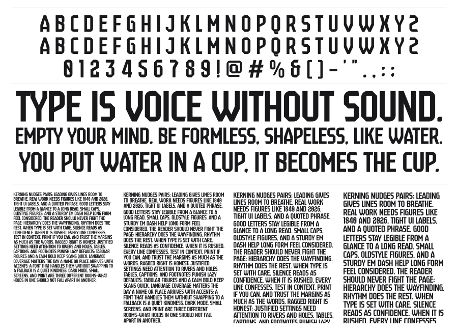 Double Pivot specimen sheet