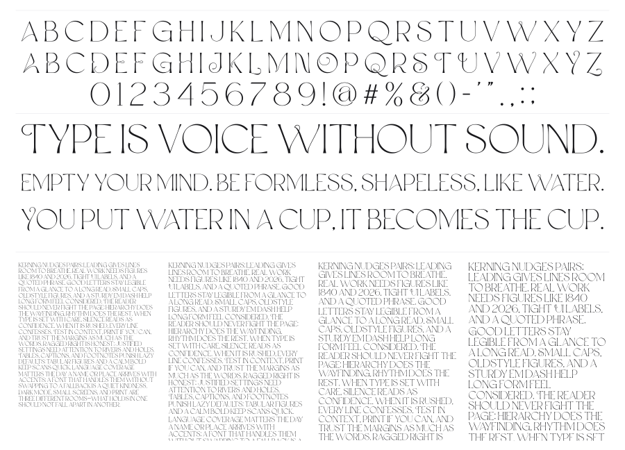 Antonyel specimen sheet