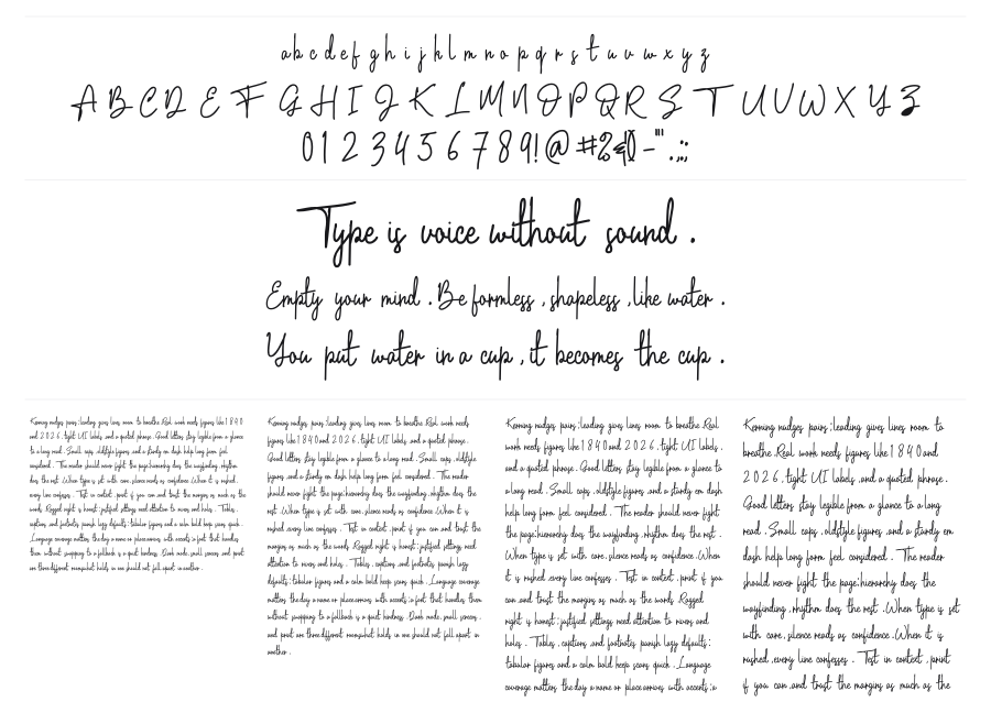 Admara specimen sheet