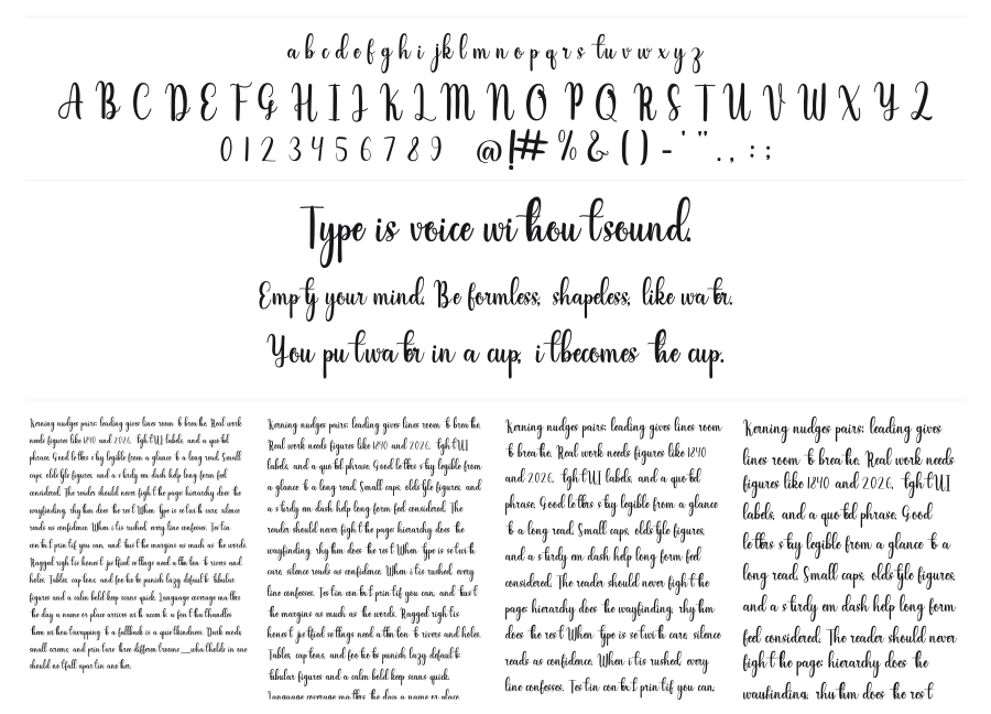 Infelinery specimen sheet