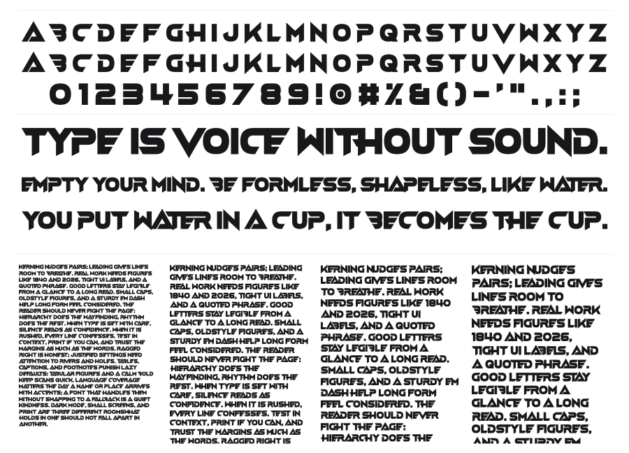 Fast Hand specimen sheet