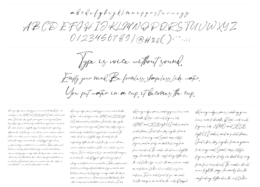Betmo specimen sheet
