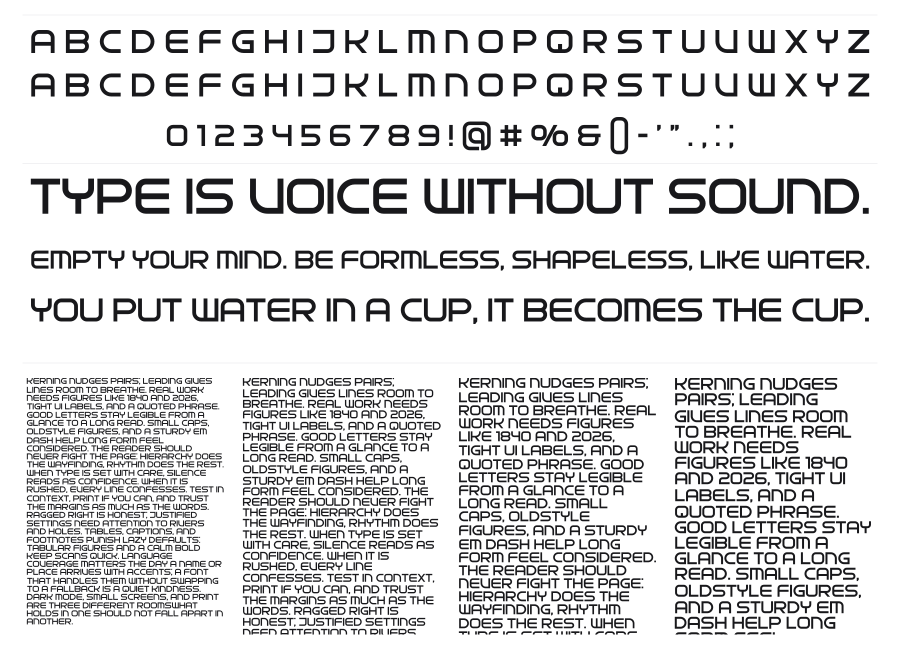Prefectures specimen sheet