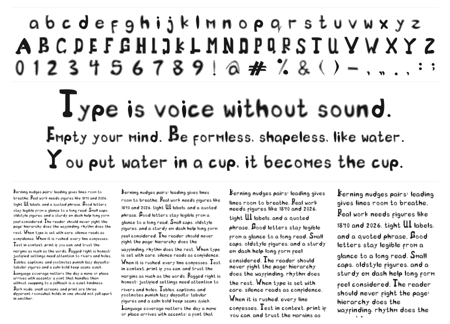 The Corruptor specimen sheet