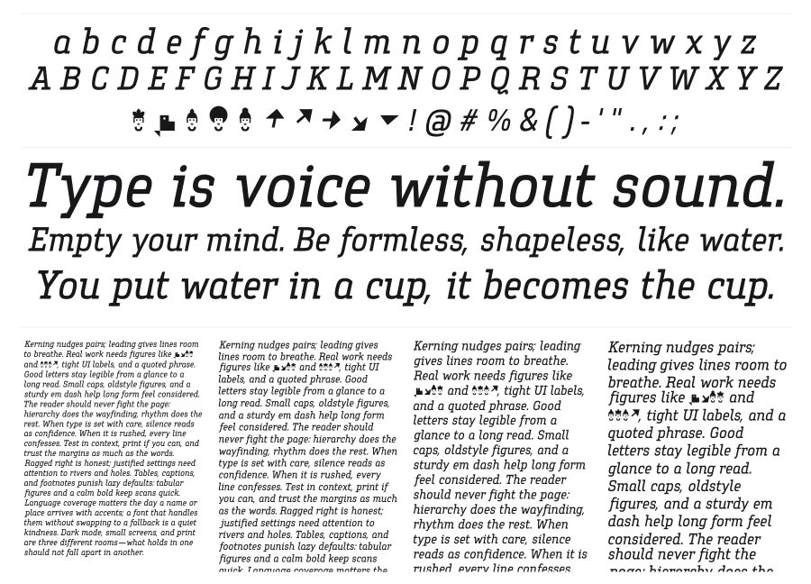 Garota Serif specimen sheet