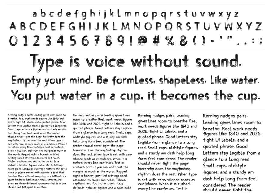 Movie Font specimen sheet
