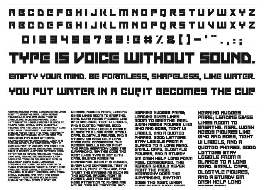 Robot Invaders specimen sheet