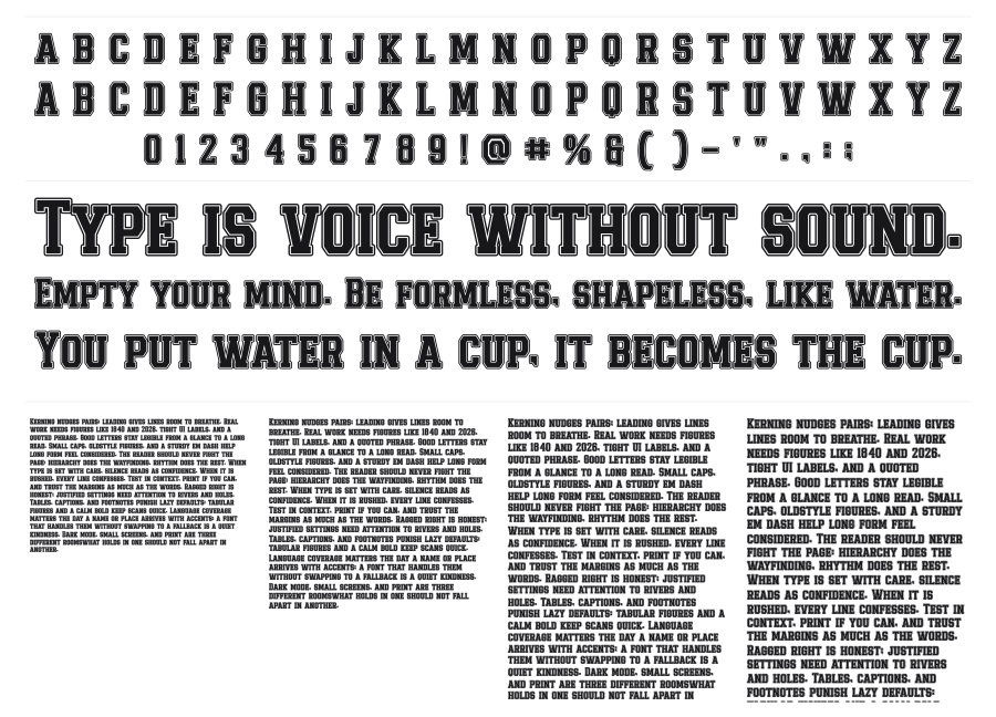Chicago Athletic Slab Serif specimen sheet