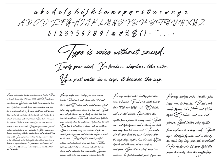Rose Flinch specimen sheet