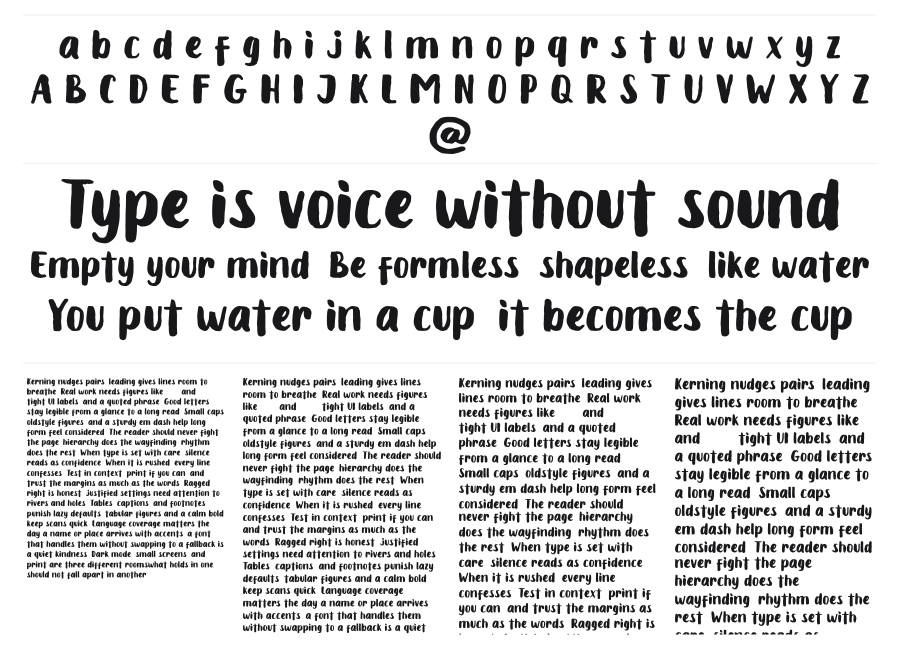 Chabitta specimen sheet