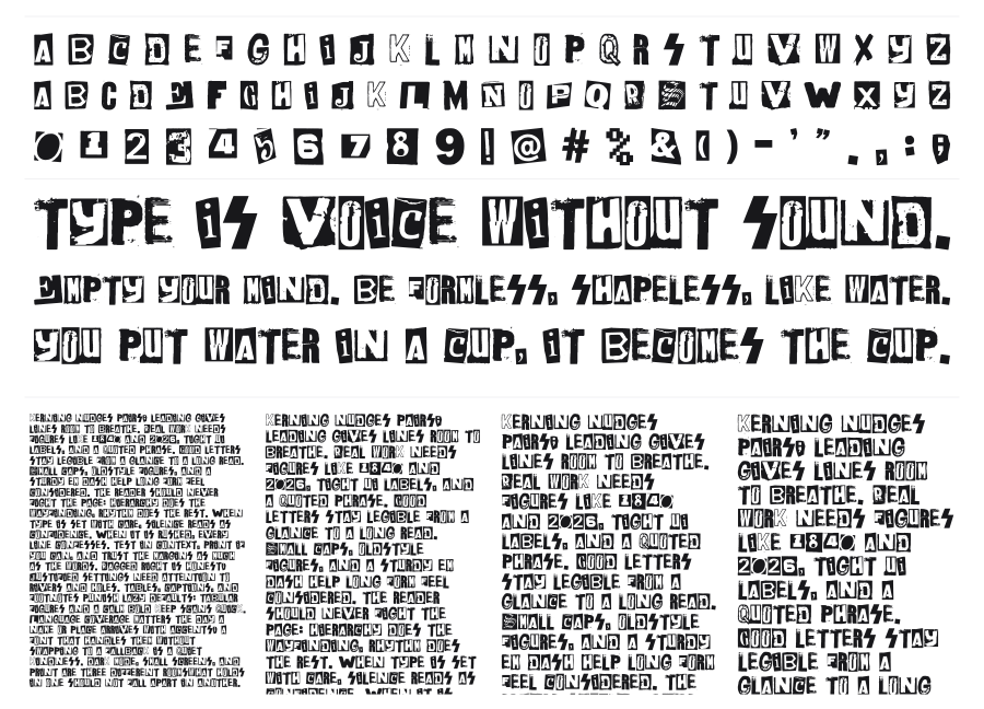 Oi!oi!oi! Party specimen sheet