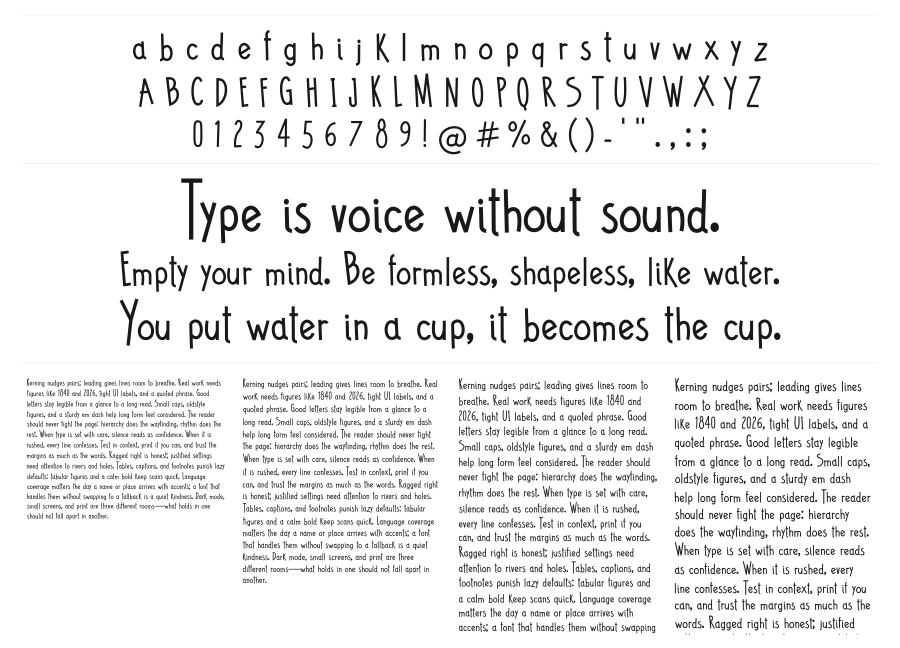 Tune Toons specimen sheet