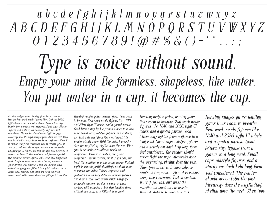Billing Lottre specimen sheet