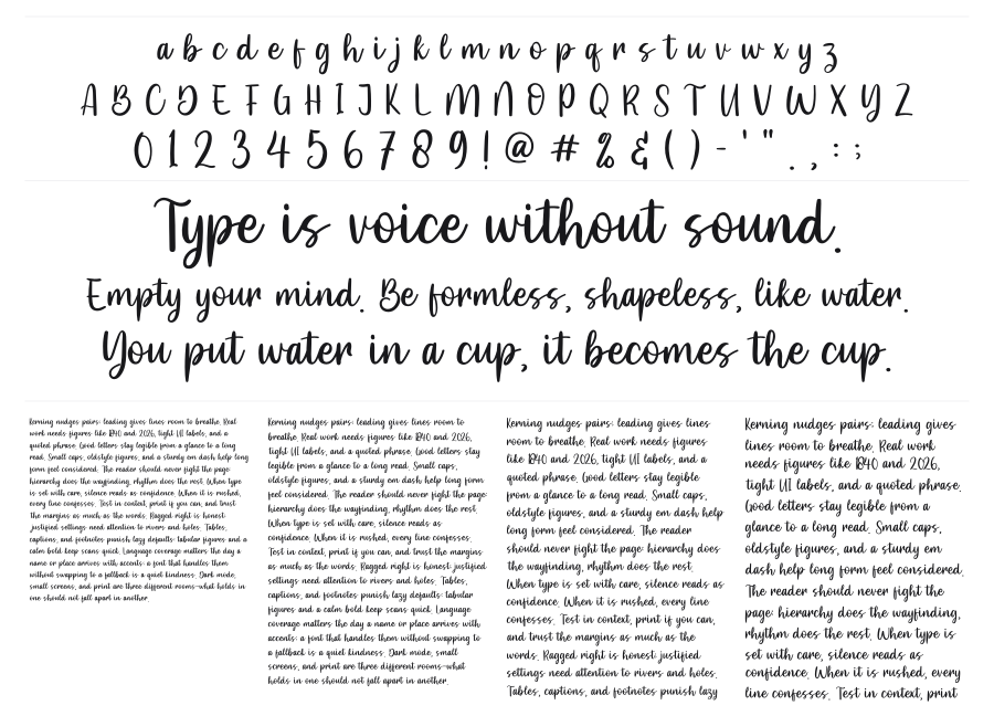 Hello Darling specimen sheet
