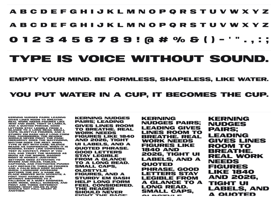 Neutro specimen sheet