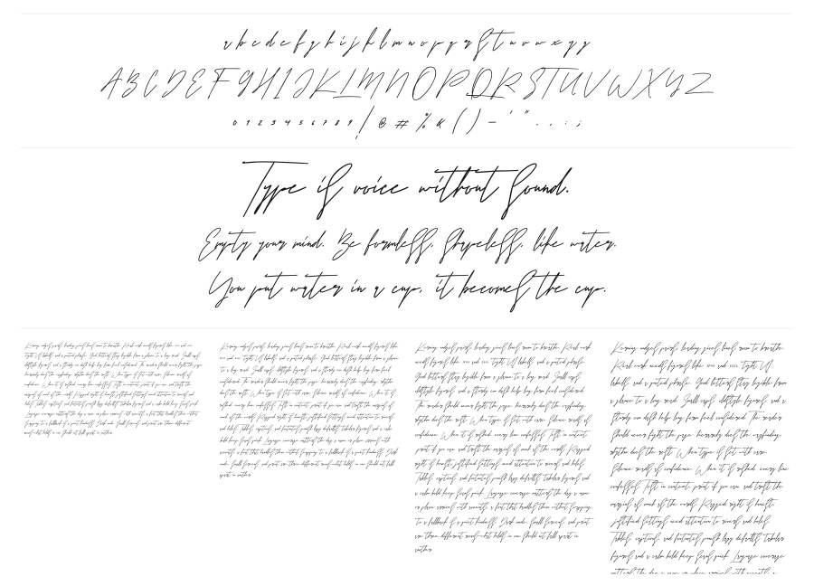 Quintaras specimen sheet