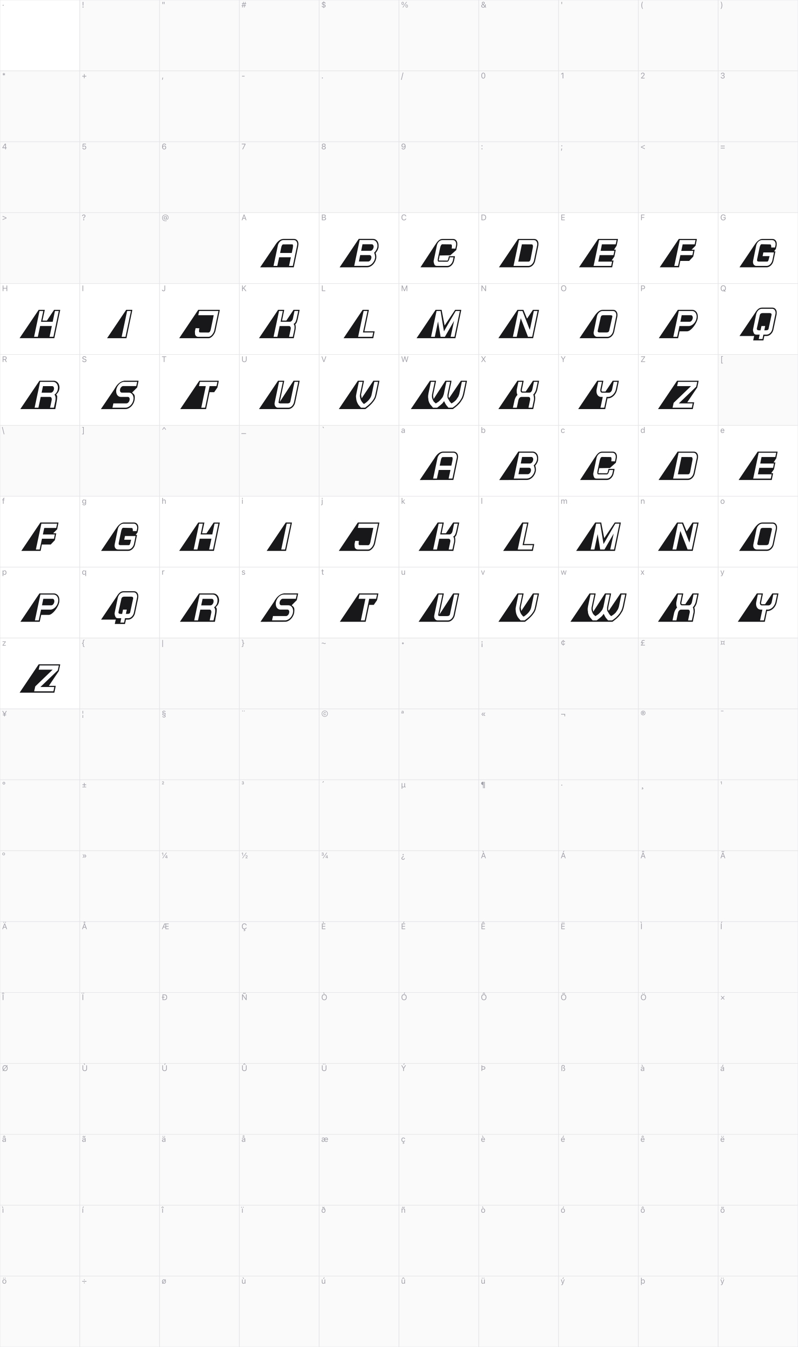 They Are Not glyph table