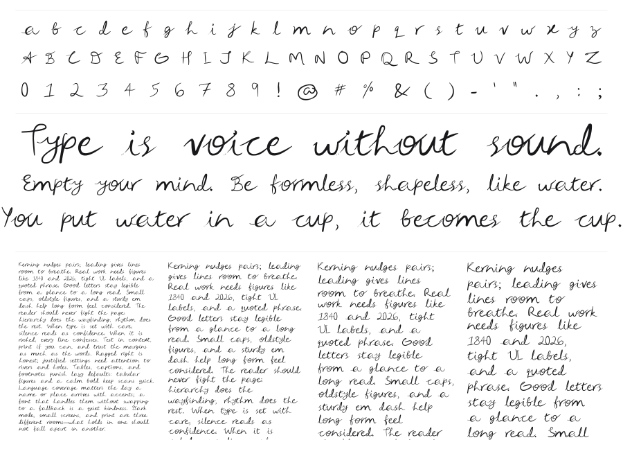 Ugran specimen sheet