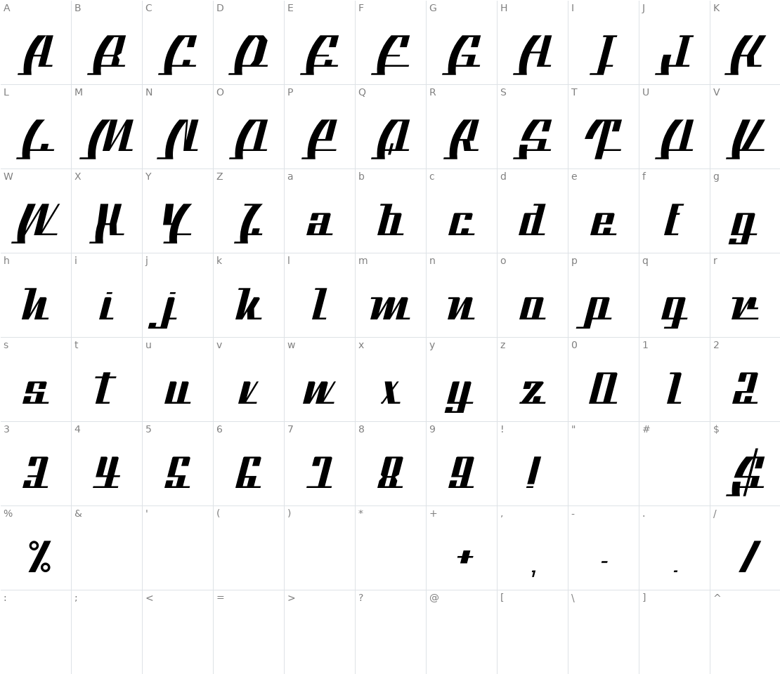 Character set for BTX The Bee Line