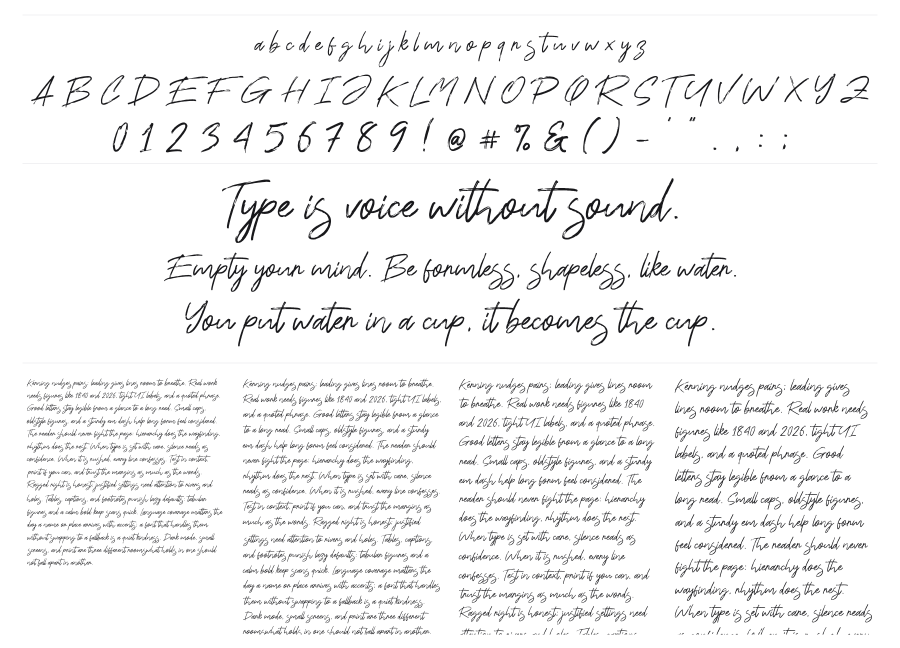 Ranget specimen sheet