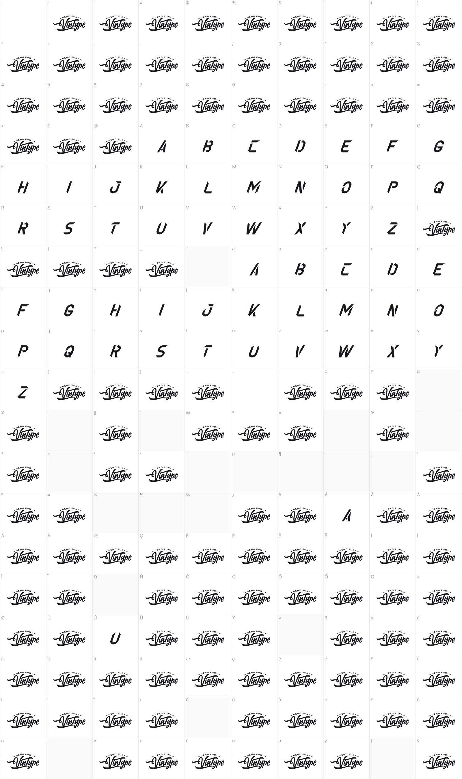 Maximian glyph table