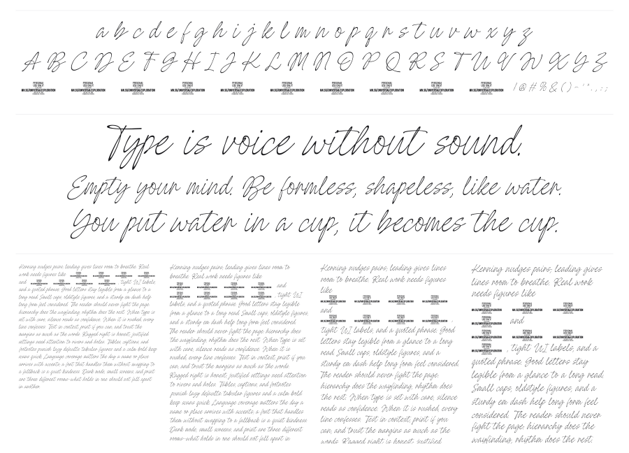 Universal Exploration specimen sheet