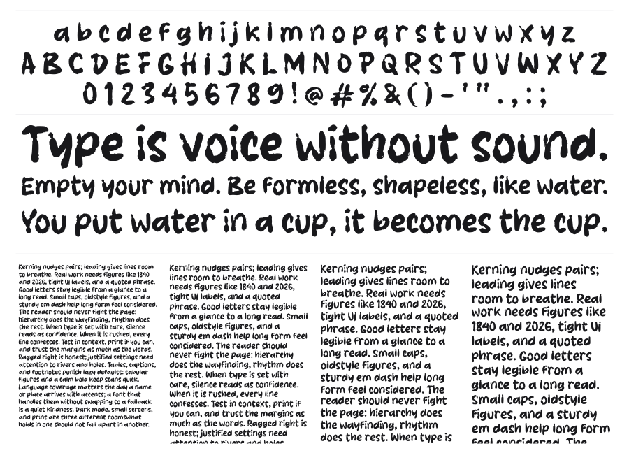 K Kameha specimen sheet