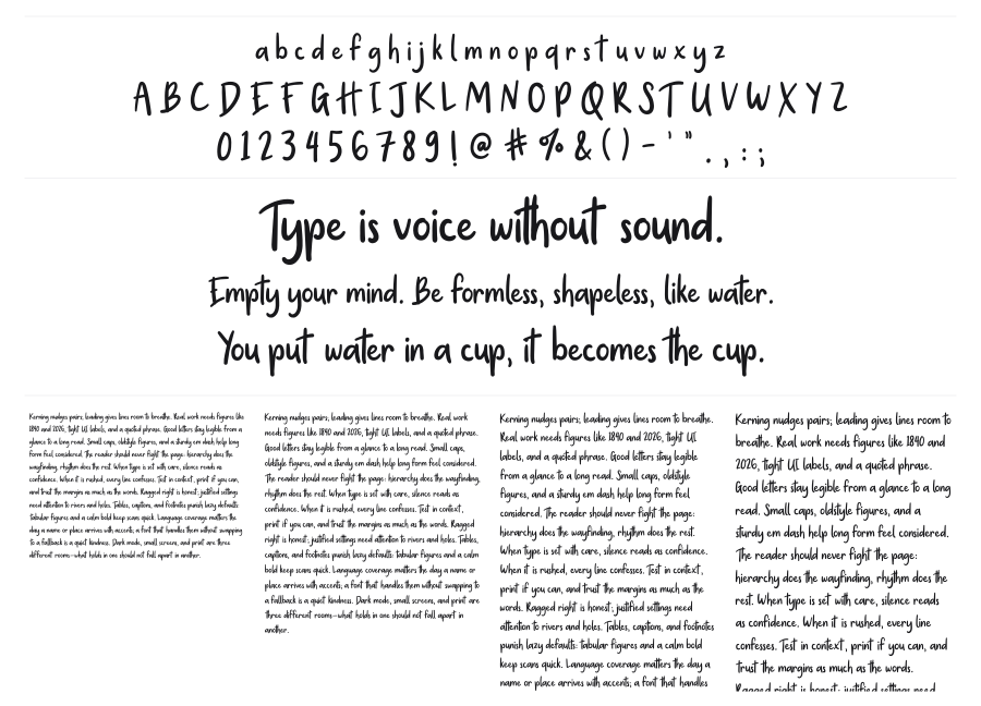 Hello Morning specimen sheet