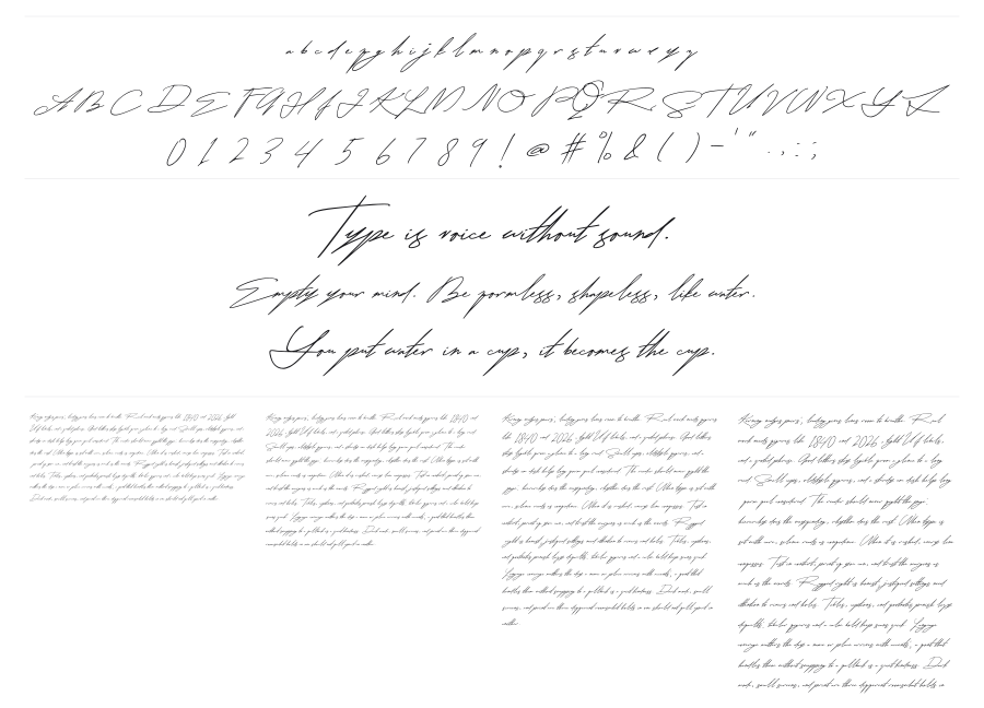 Niongeah specimen sheet