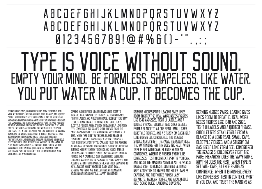 Reckoner specimen sheet