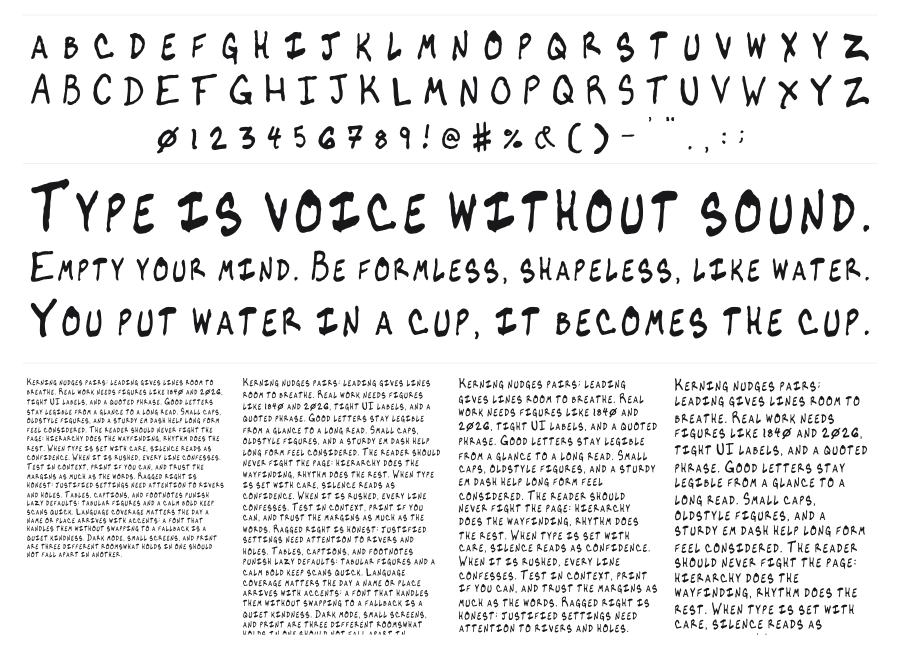 Reviiser specimen sheet